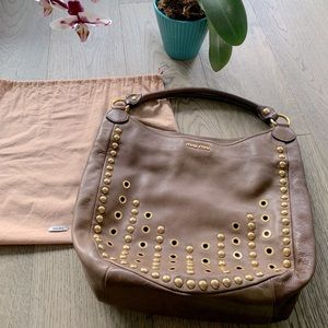 Miu Miu grommet stud large shoulder bag